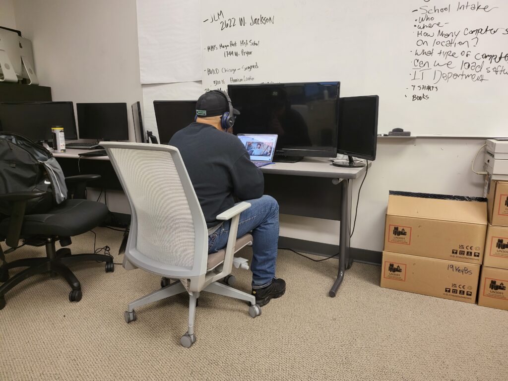 An Older student taking the Cyber Security program in our studio