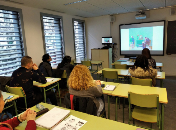 people learning animation in a classroom